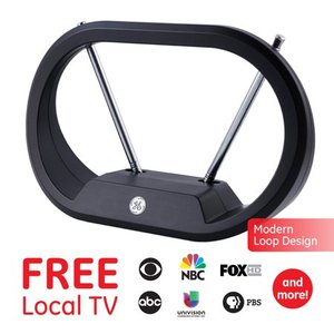 lot 177 image: GE Modern Loop Indoor Passive TV Antenna - Black
