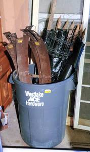 lot 8066 image: 32 Gal Trash Can, Silt Fence, Metal Tree Rings, Black Wire Garden Basket