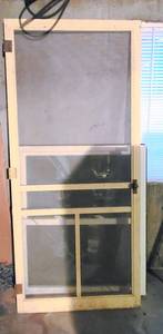 lot 8068 image: Vintage Wooden Screen Door with Hardware, Vintage Wooden Window Screen  standard Window Screen
