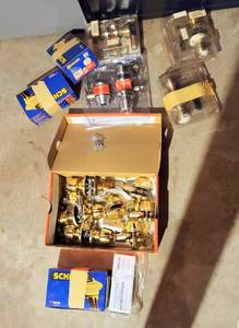 lot 8075 image: LARGE Lot of Many New Door Knobs, Deadbolt Locks - Schlage  more