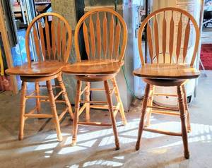 lot 8103 image: (3) A America Arrowback Swivel Barstools