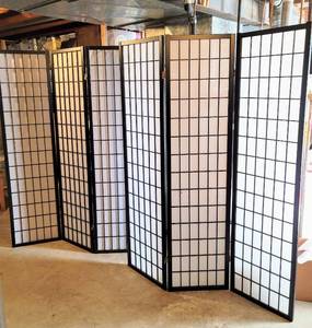 lot 8112 image: (2) Black Rice Screen Room Dividers from Hobby Lobby