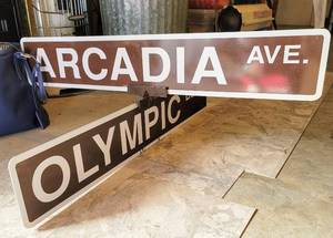 lot 8115 image: (2) Metal Street Signs with Cross Connector