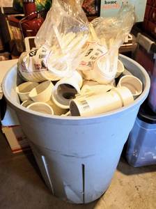 lot 8080 image: Huge Lot of PVC Pipe Fittings  (2) Bags of Hangs Tuff Pipe Hangers