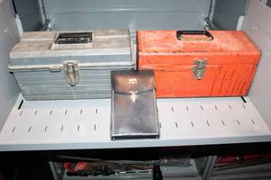 lot 8016 image: TUFF-BOX and VINTAGE Red Metal Kennedy Tool Box with Contents &  A.W. Sperry AWS SNAP 8 Model Snap-Around Multimeter